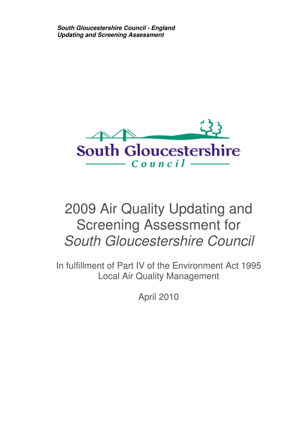 2009 Air Quality Updating and Screening Assessment for South Gloucestershire Council