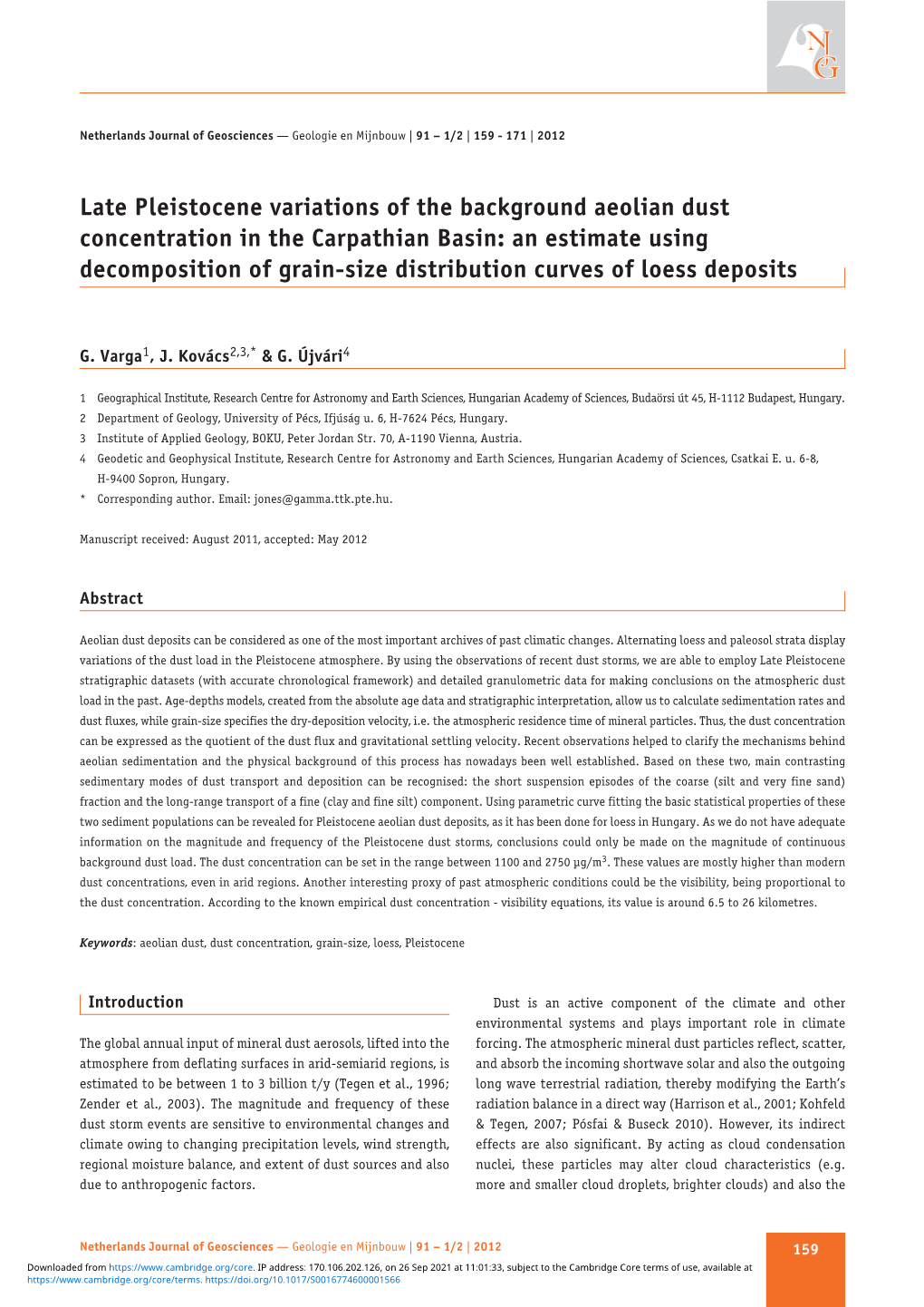 Late Pleistocene Variations of The