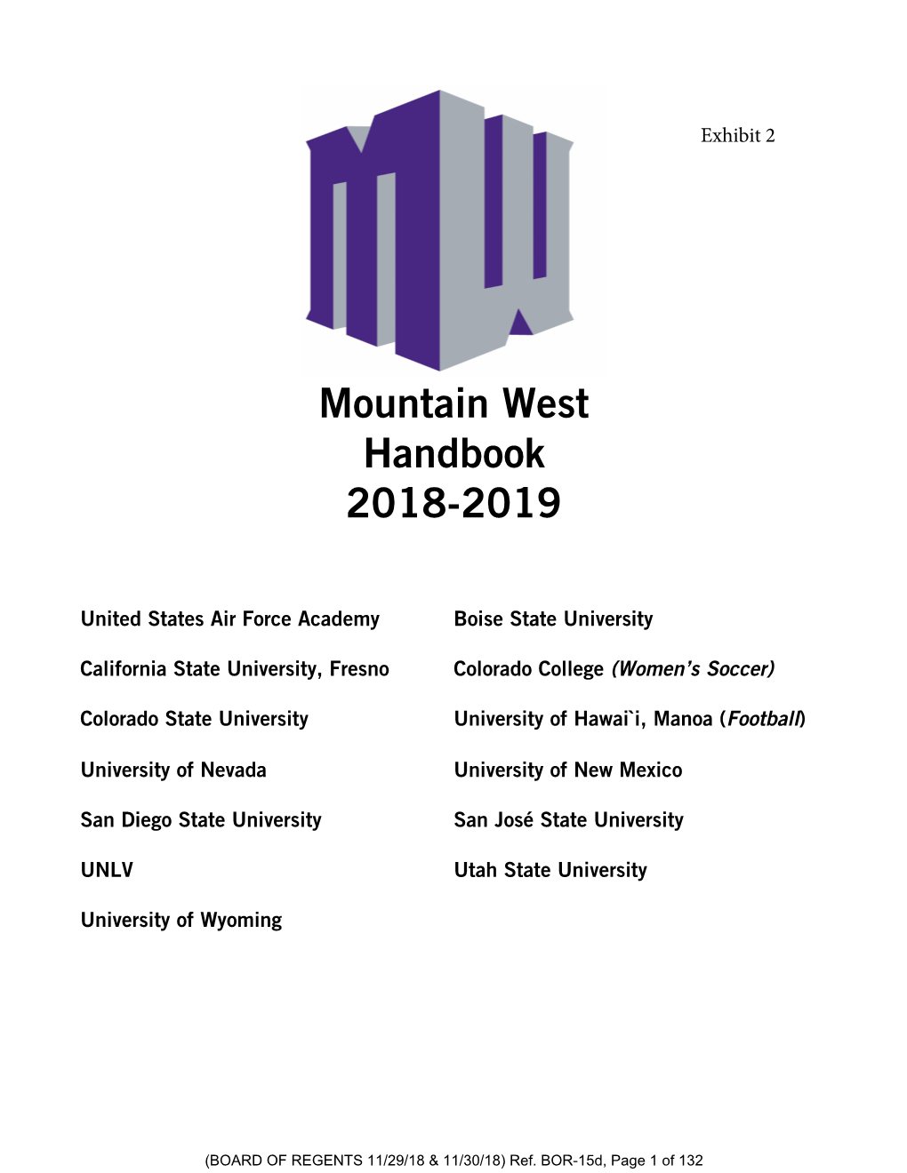 Mountain West Handbook 2018-2019