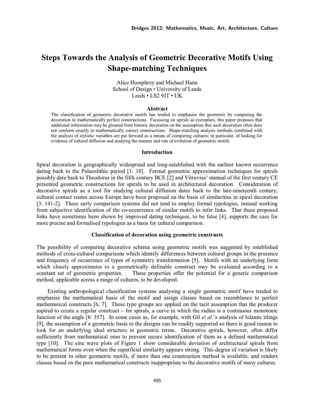 Steps Towards the Analysis of Geometric Decorative Motifs Using Shape-Matching Techniques