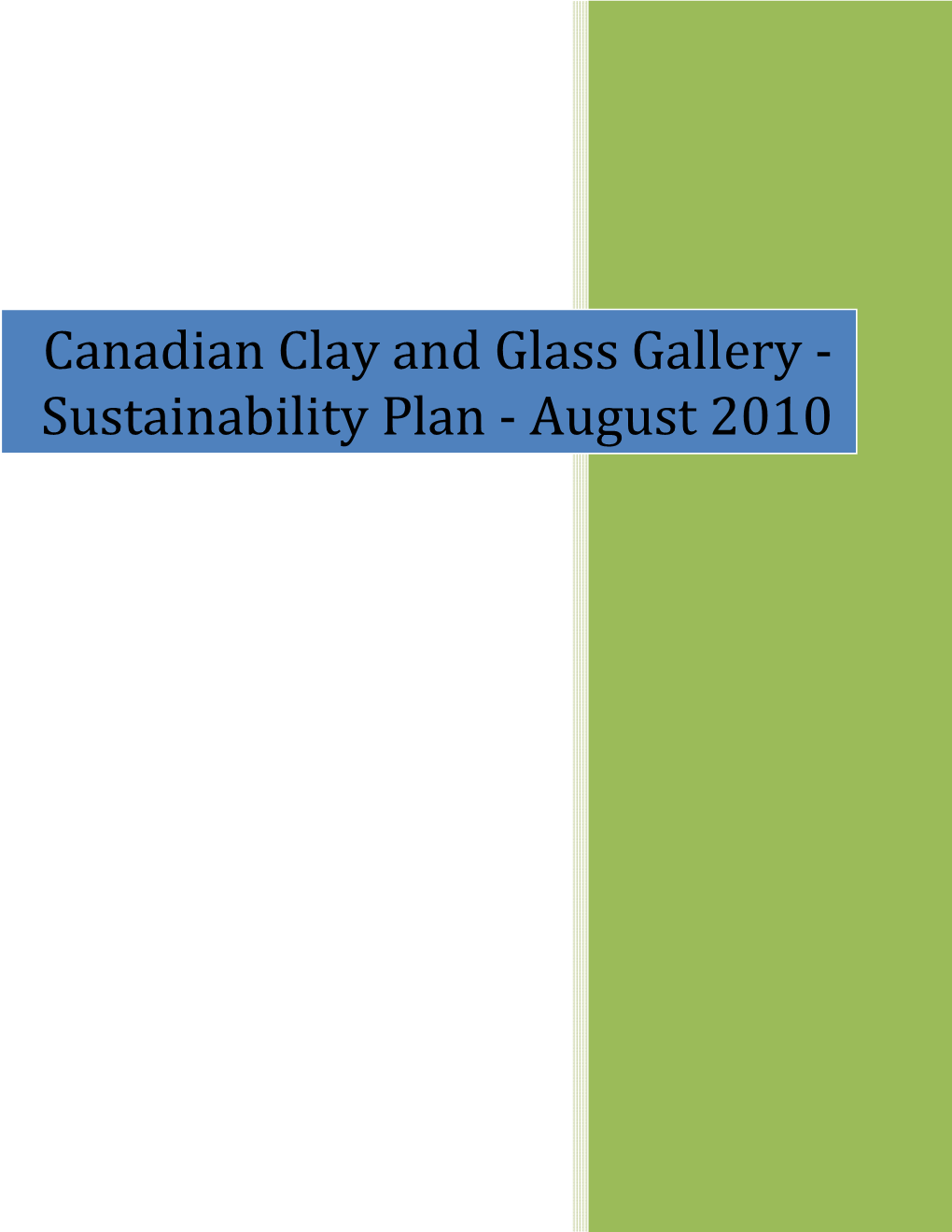 Sustainability Plan - August 2010