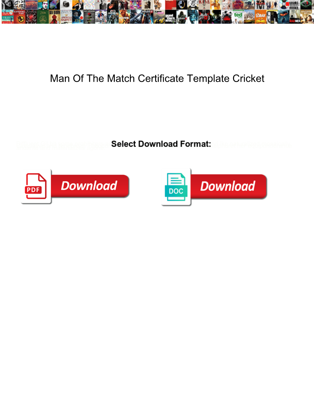 Man of the Match Certificate Template Cricket