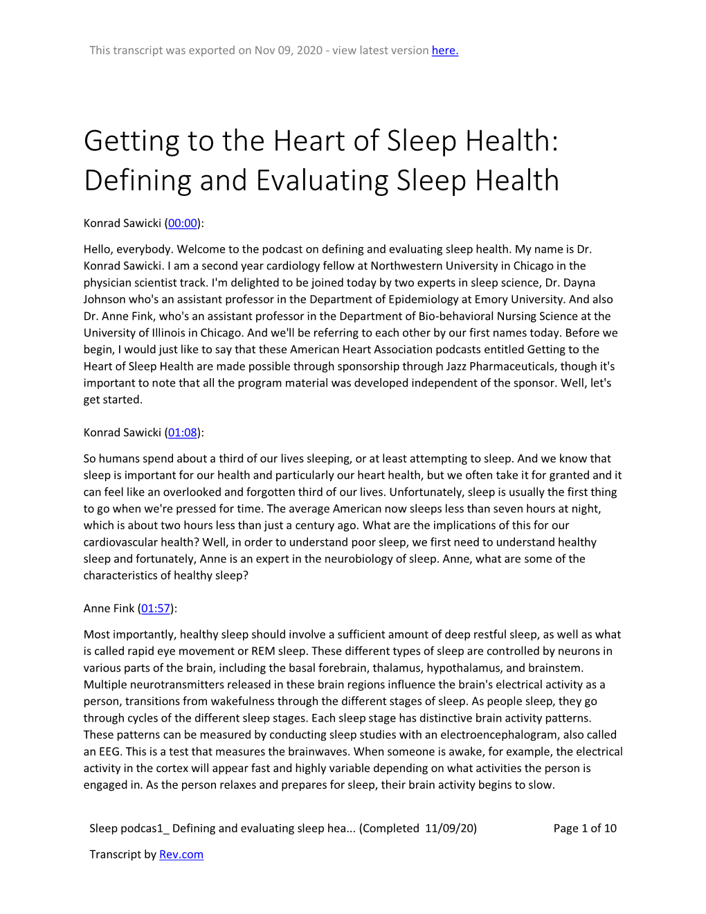 Defining and Evaluating Sleep Health