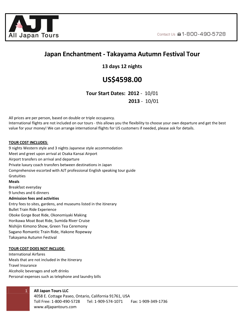 Japan Enchantment - Takayama Autumn Festival Tour