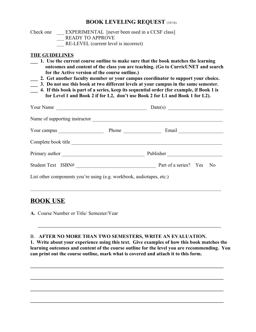 Book Level Form 16