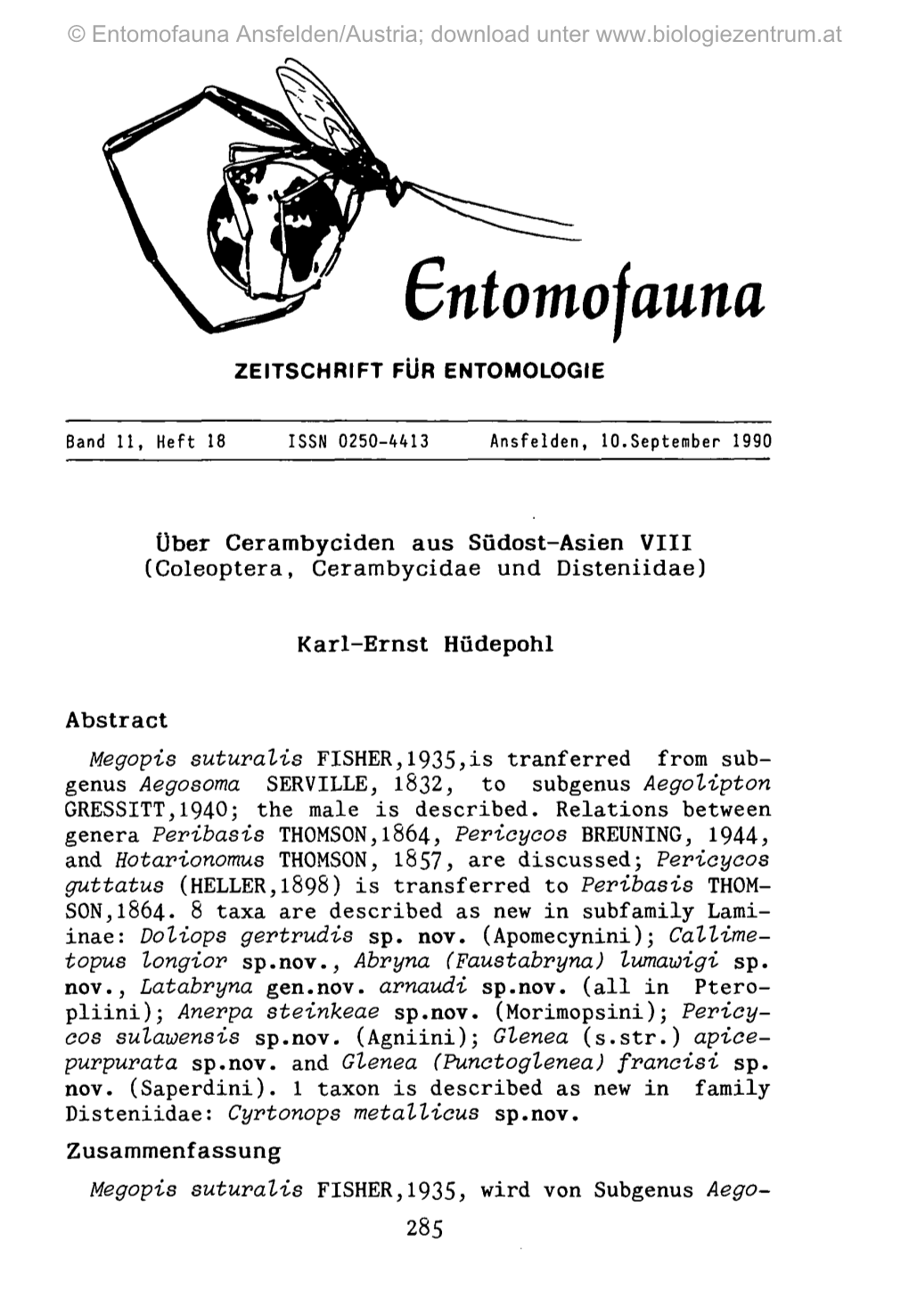 Bntomojauna ZEITSCHRIFT FÜR ENTOMOLOGIE