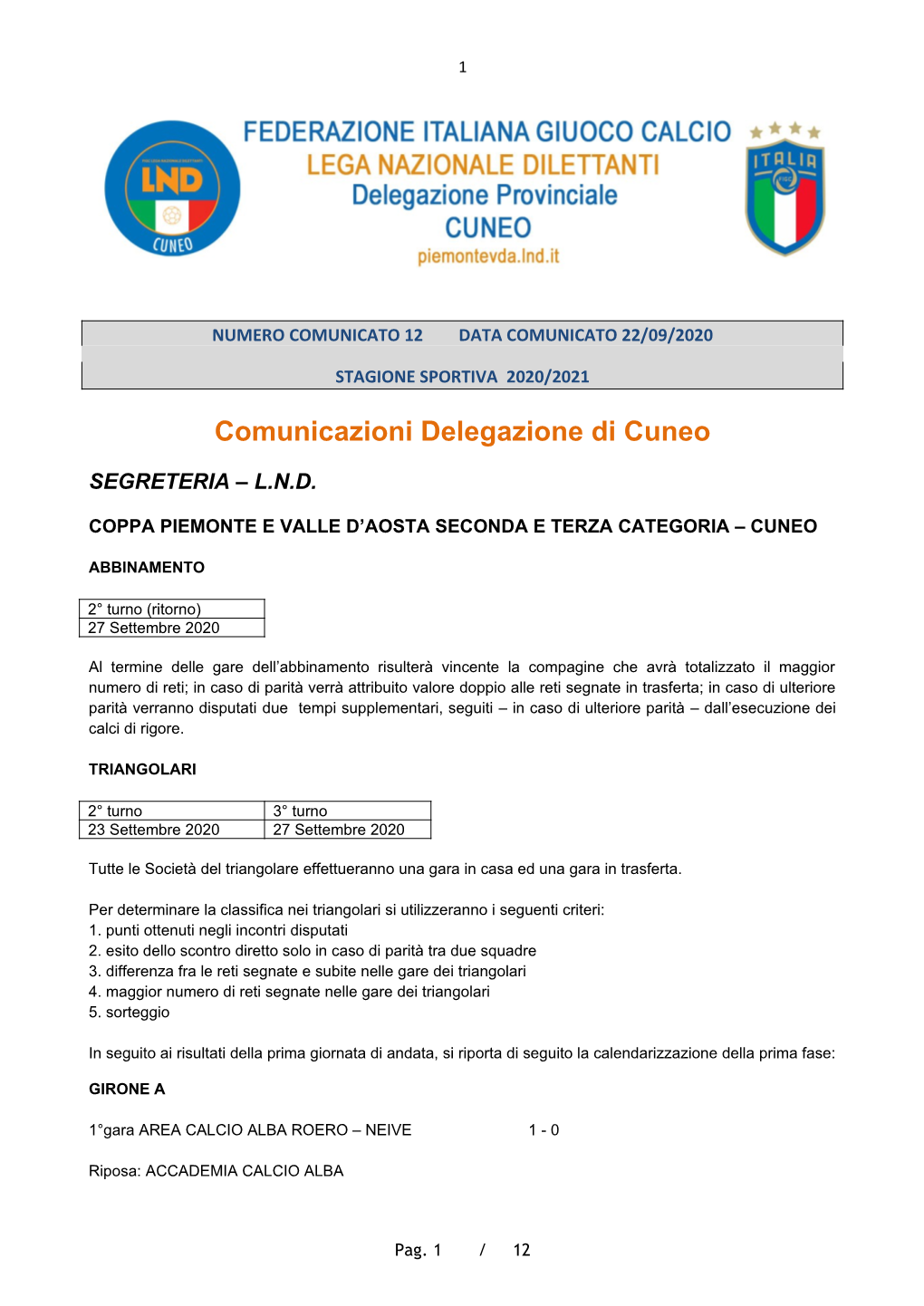 Comunicazioni Delegazione Di Cuneo