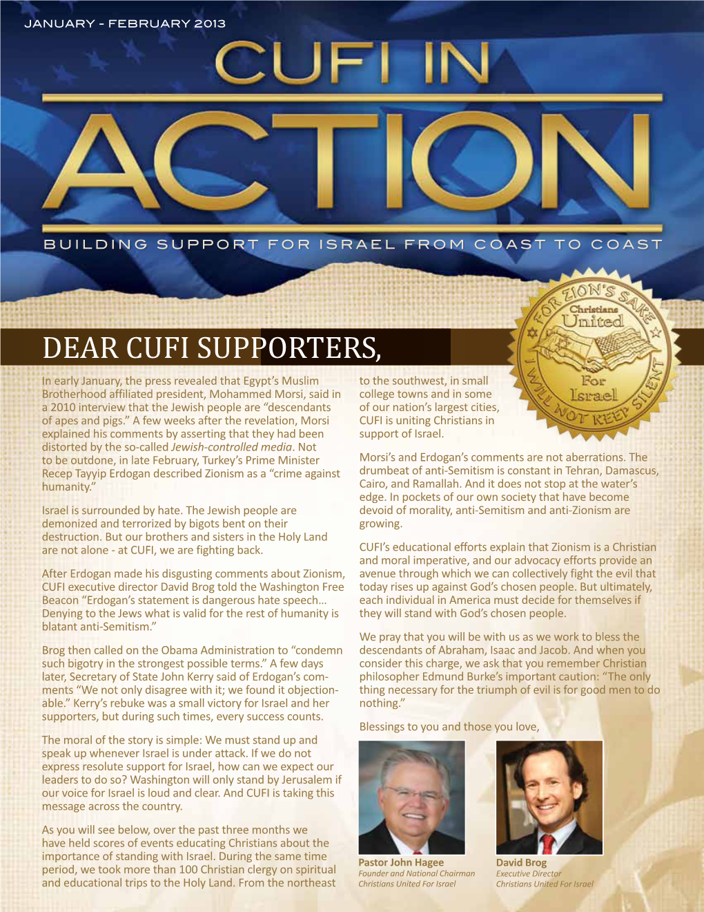 Dear CUFI Supporters