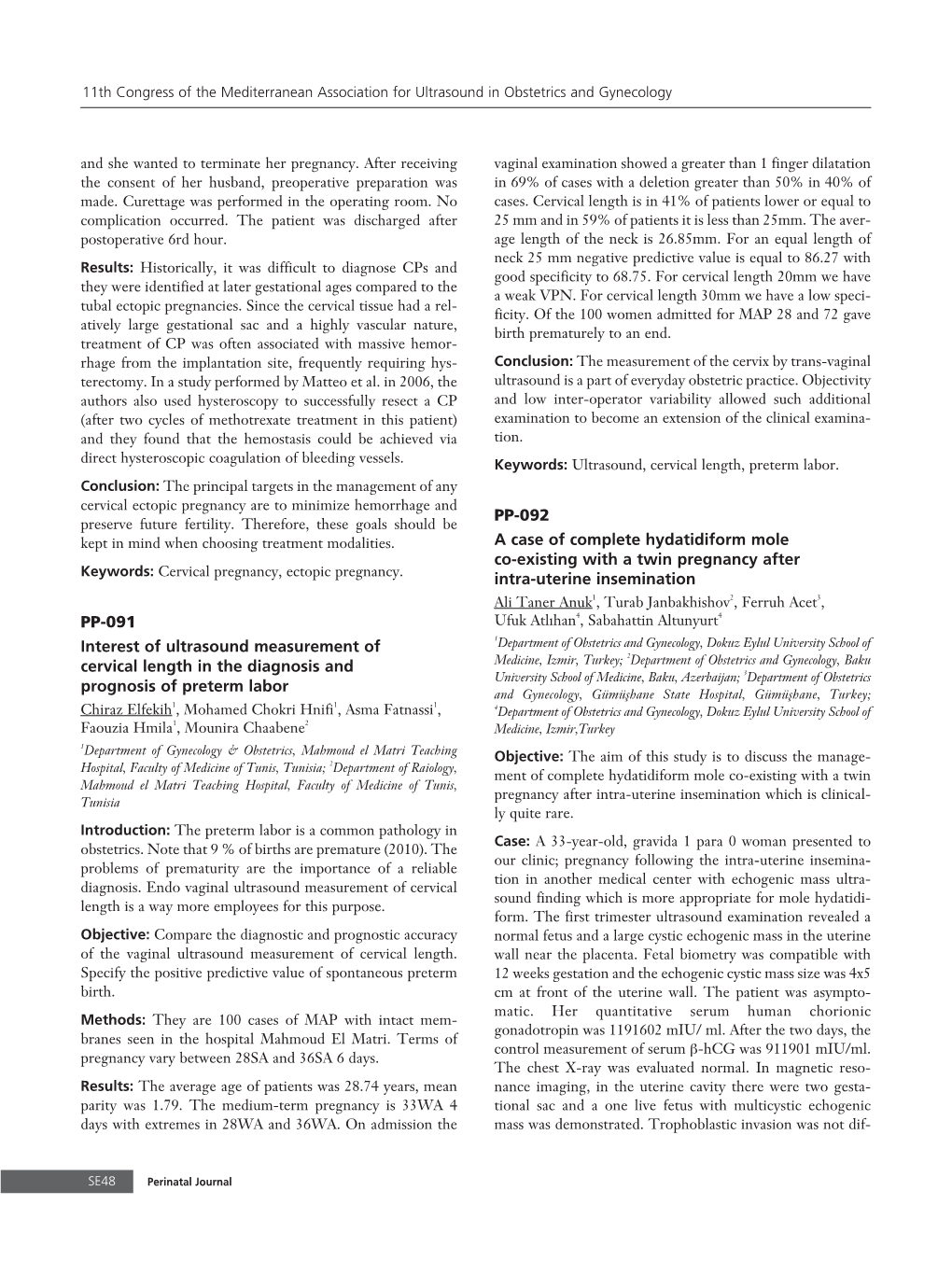 PP-091 Interest of Ultrasound Measurement of Cervical Length In