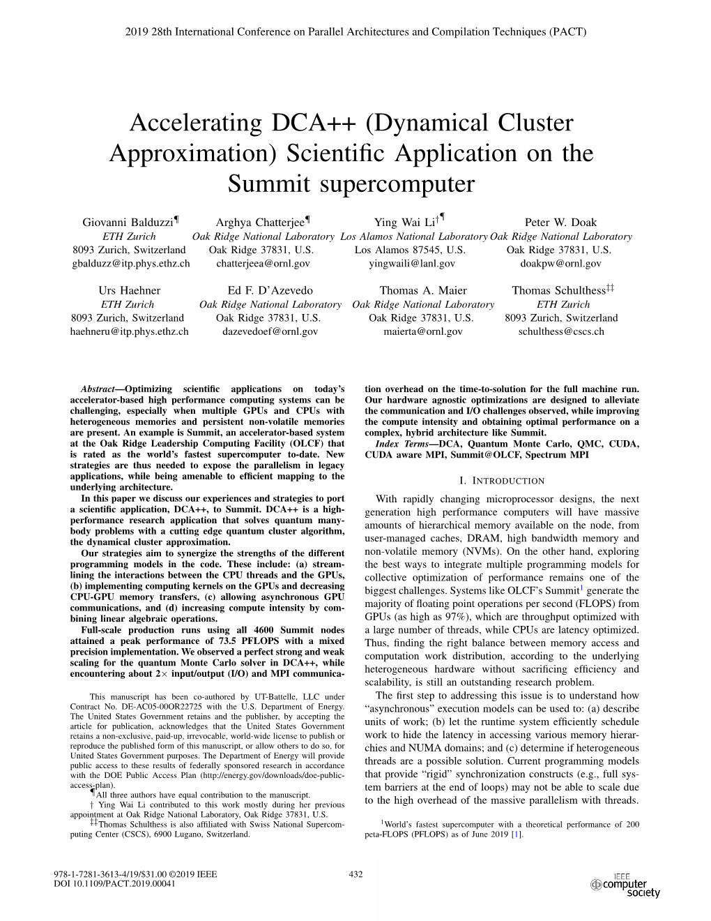 Scientific Application on the Summit Supercomputer