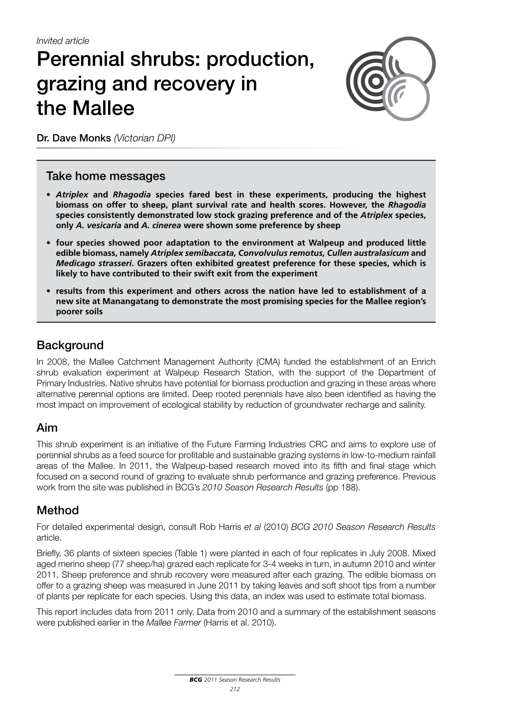 Perennial Shrubs: Production, Grazing and Recovery in the Mallee