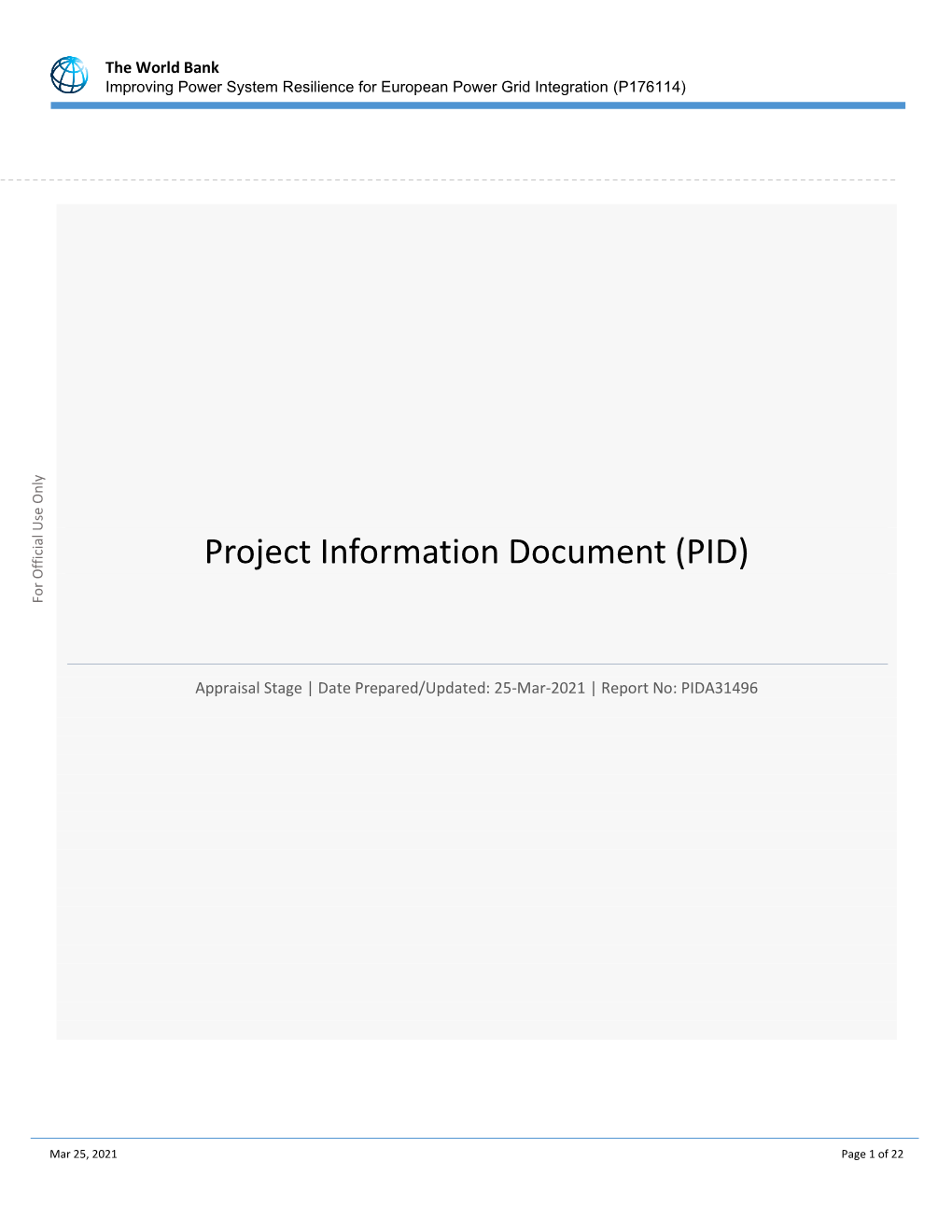 Project Information Document (PID)