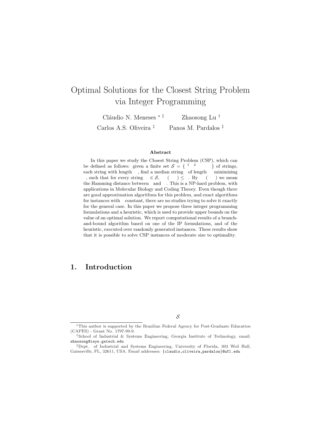 Integer Programming for the Closest String Problem