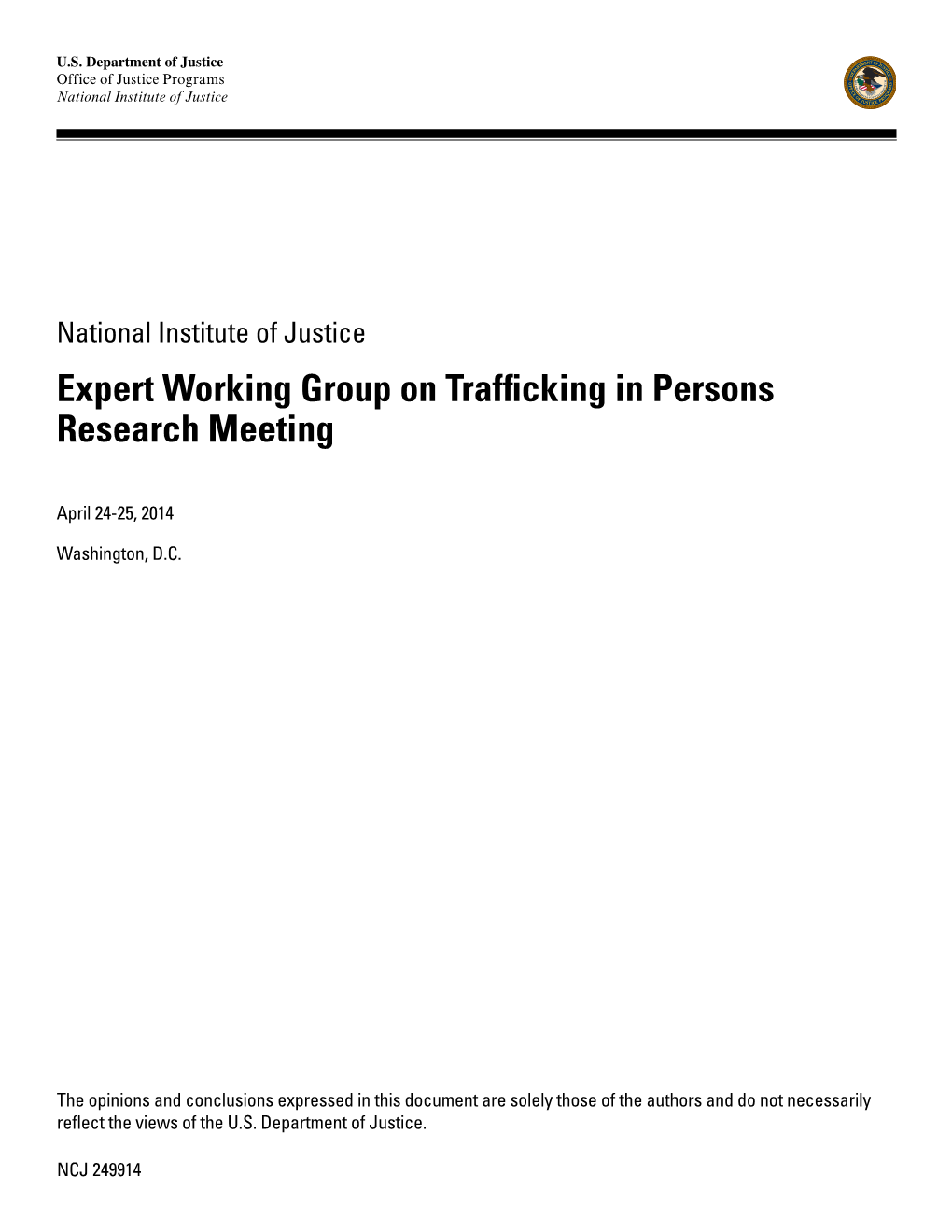 Expert Working Group on Trafficking in Persons Research Meeting