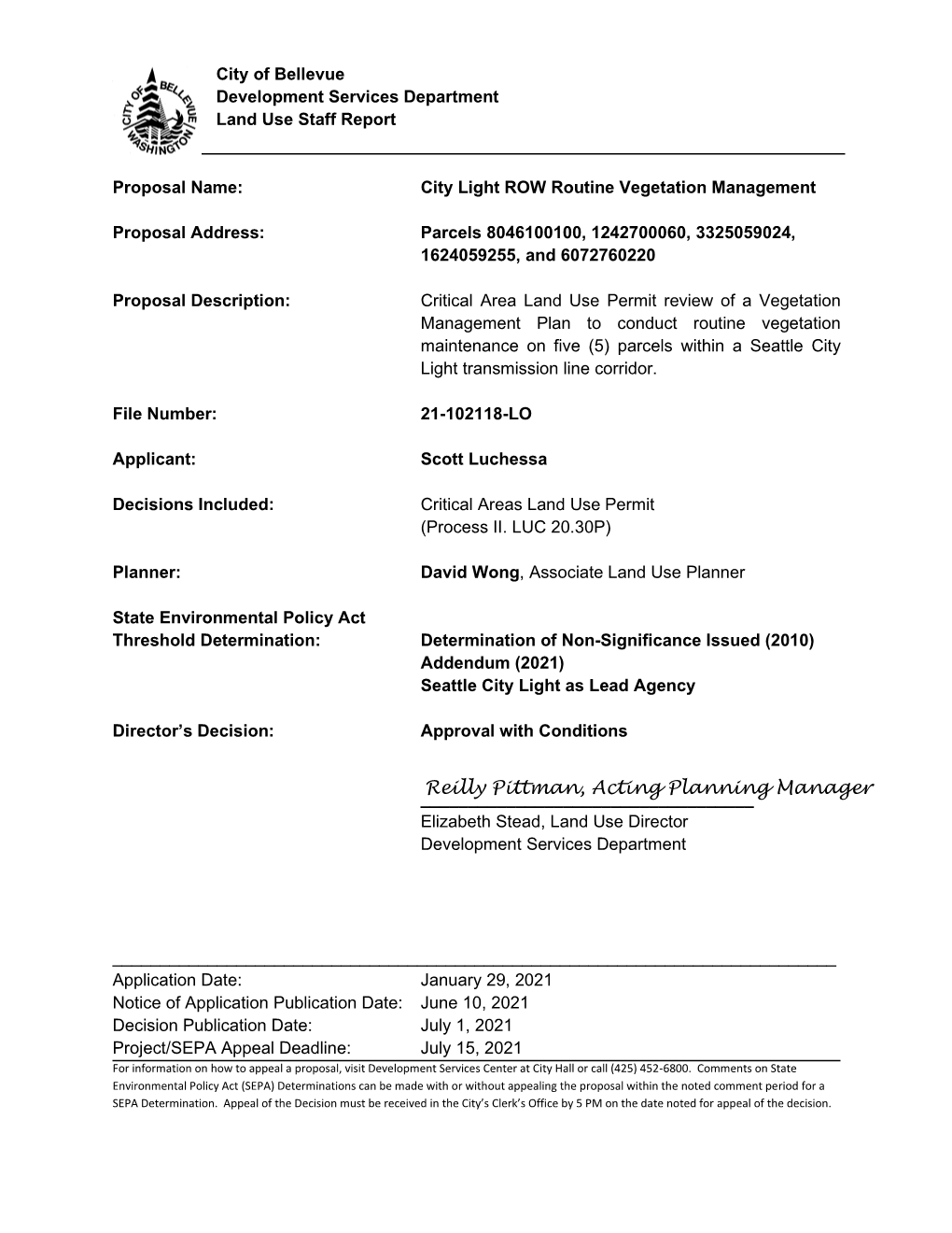 City Light ROW Routine Vegetation Management