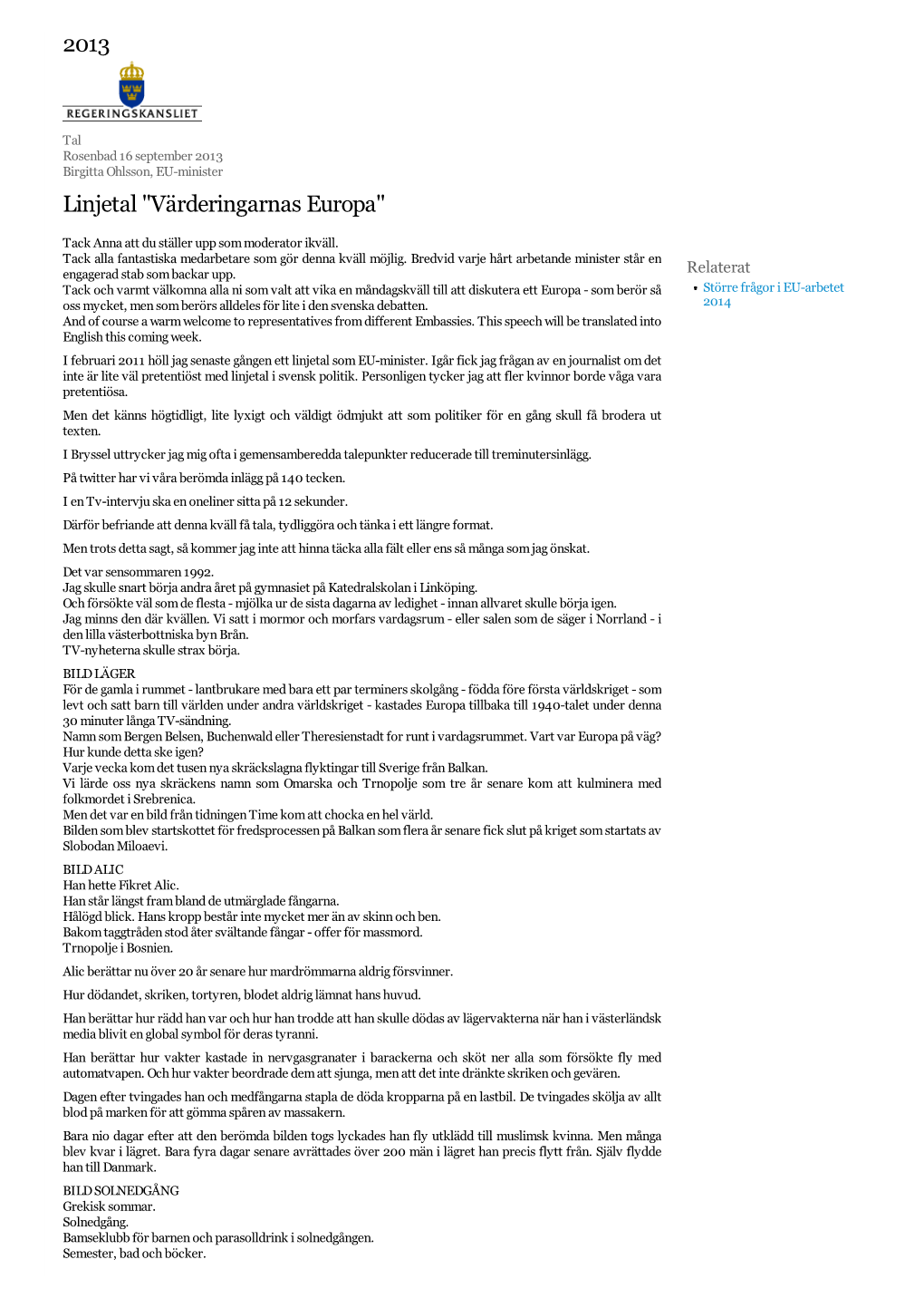 Linjetal "Värderingarnas Europa"