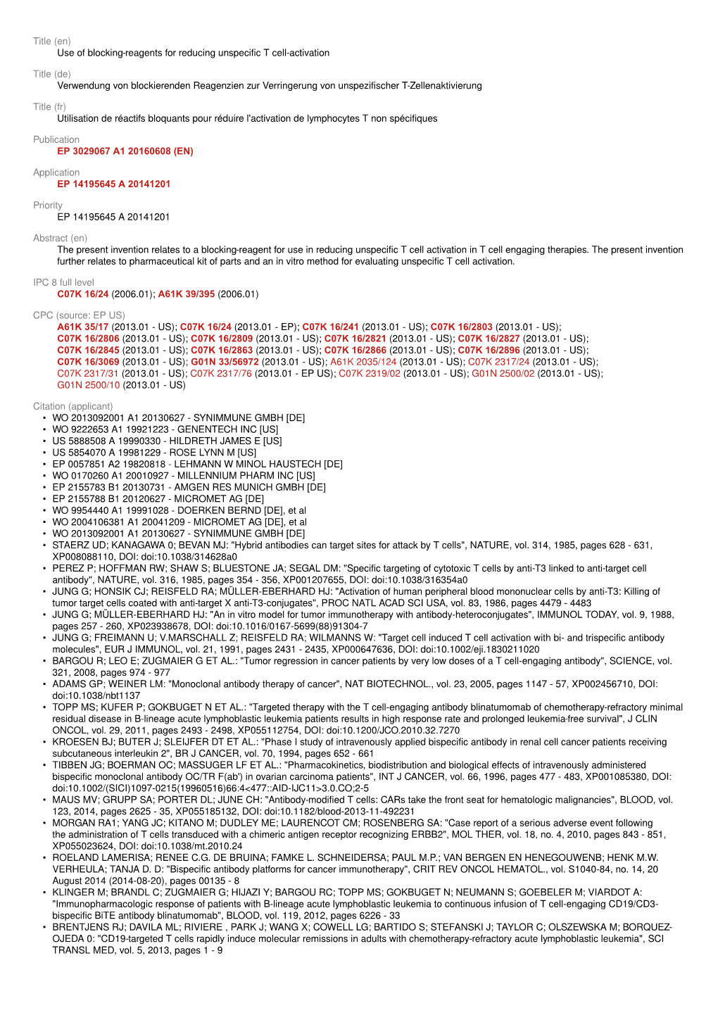 (En) Use of Blocking-Reagents for Reducing Unspecific T Cell-Activation Title