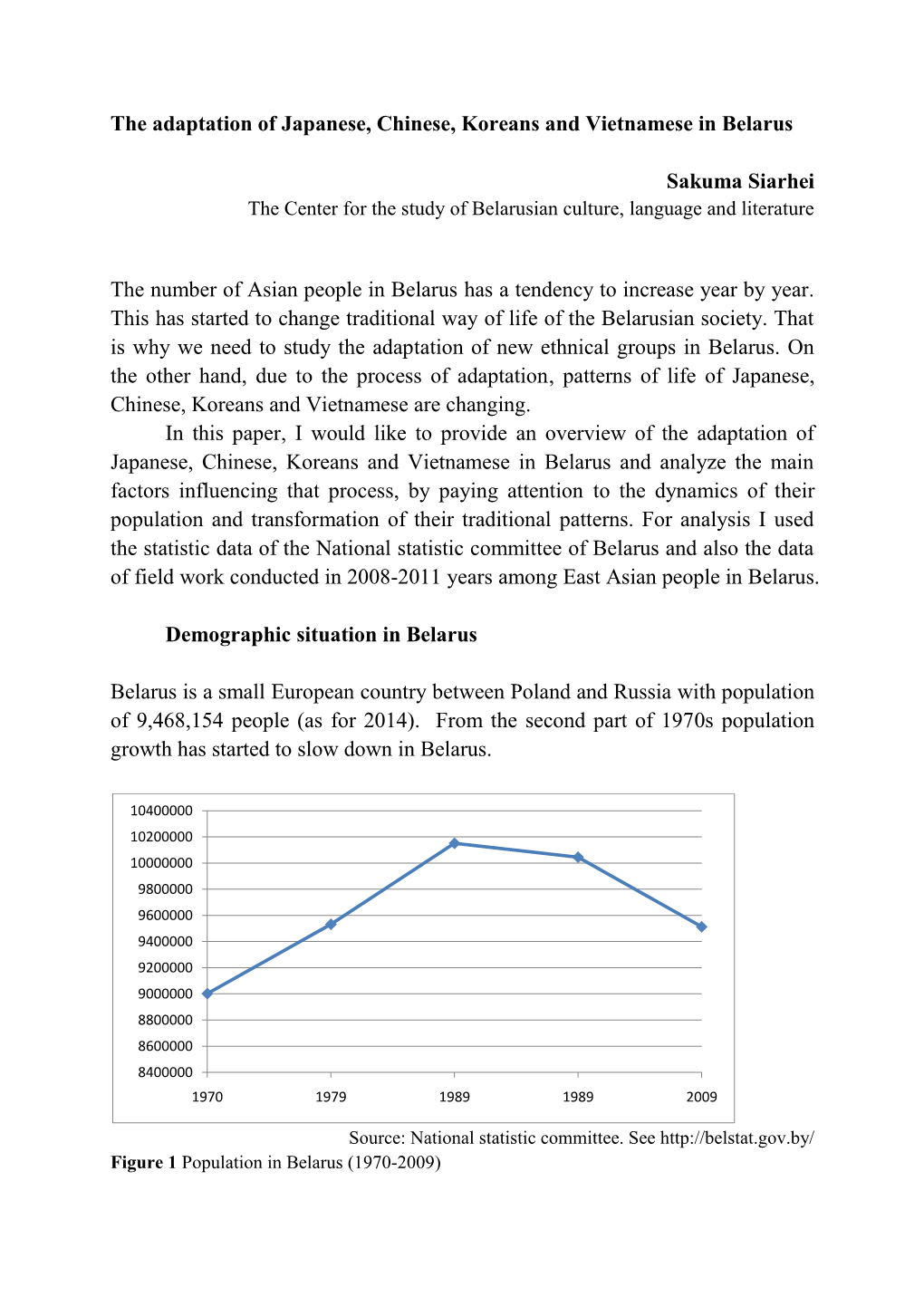 The Adaptation of Japanese, Chinese, Koreans and Vietnamese in Belarus