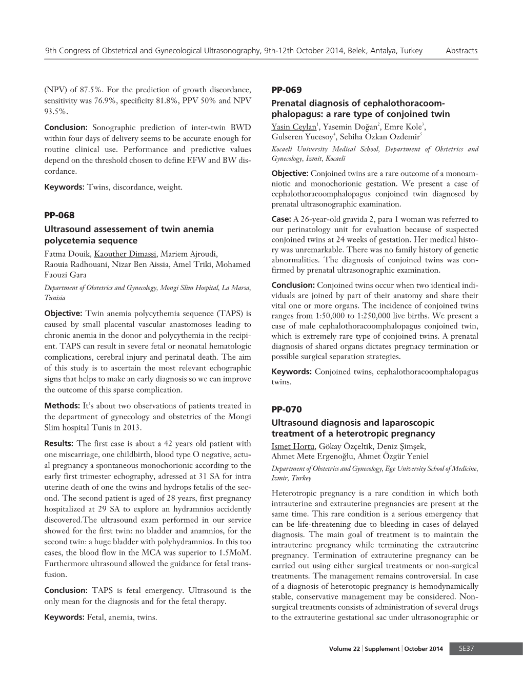 PP-068 Ultrasound Assessement of Twin Anemia Polycetemia Sequence