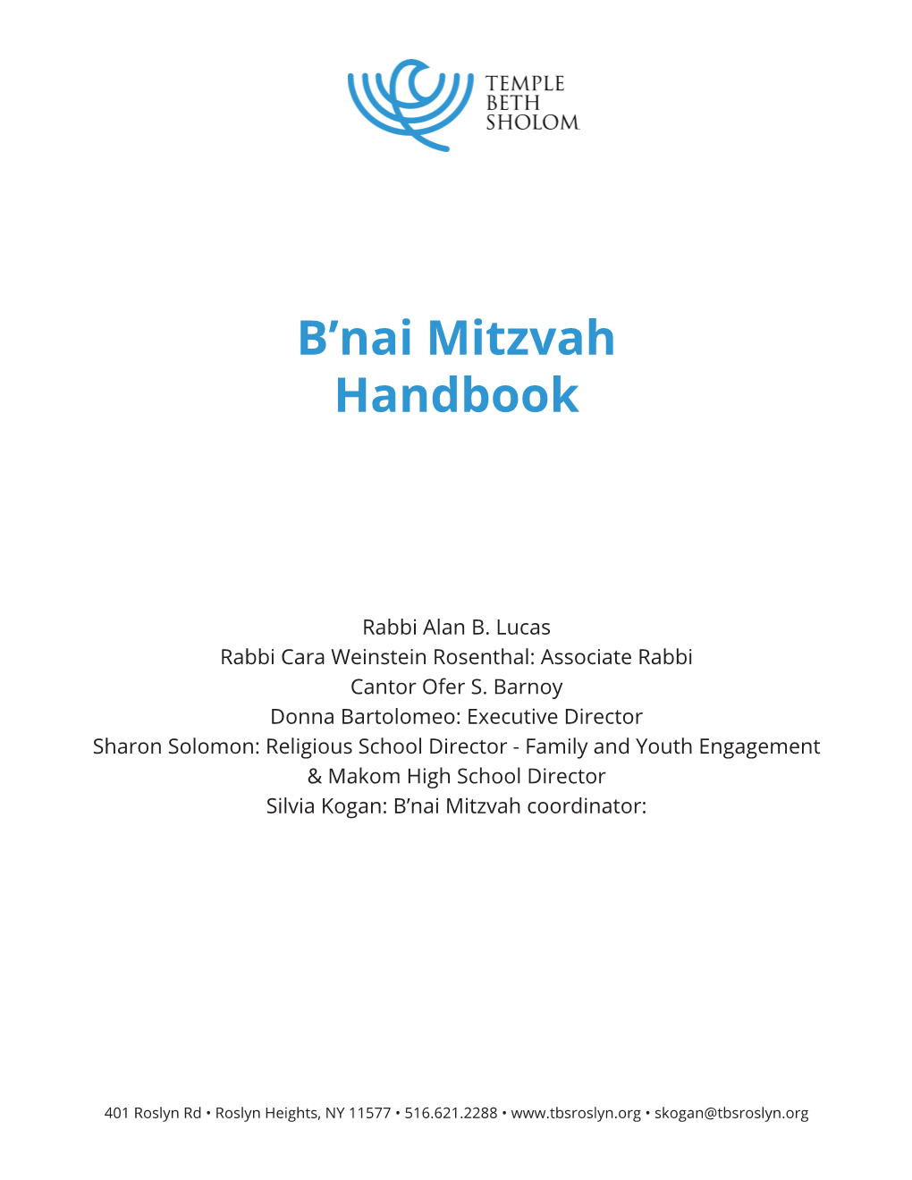 B'nai Mitzvah Handbook