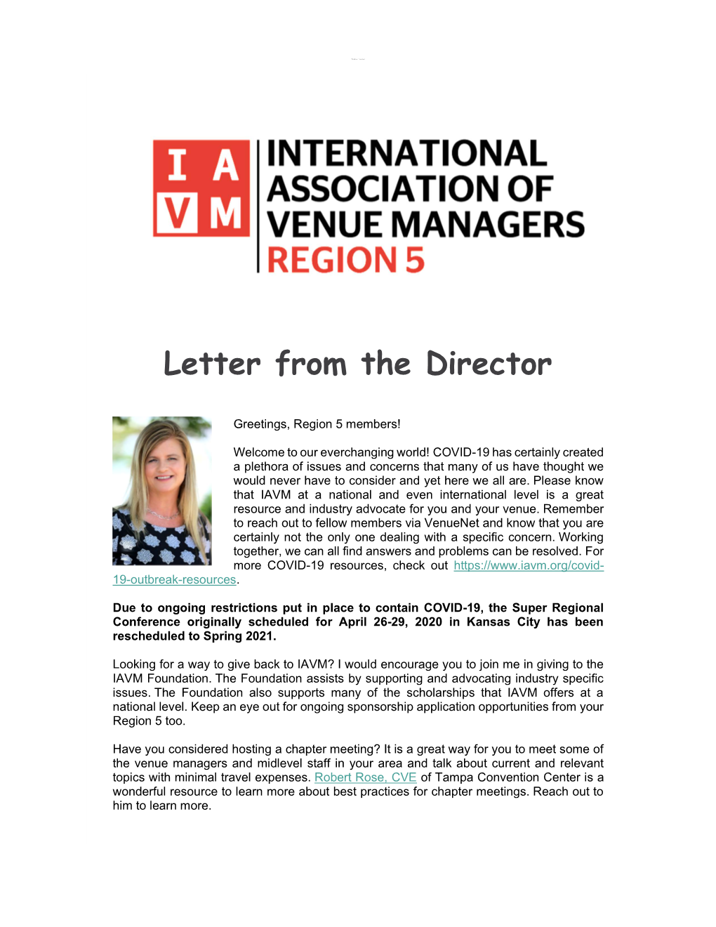 Letter from the Director