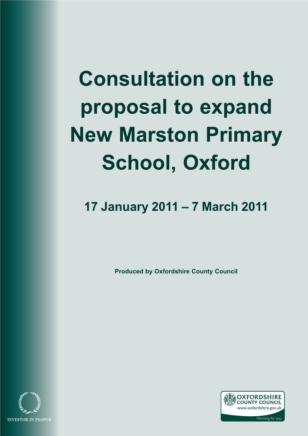 Consultation on the Proposal to Expand New Marston Primary School, Oxford