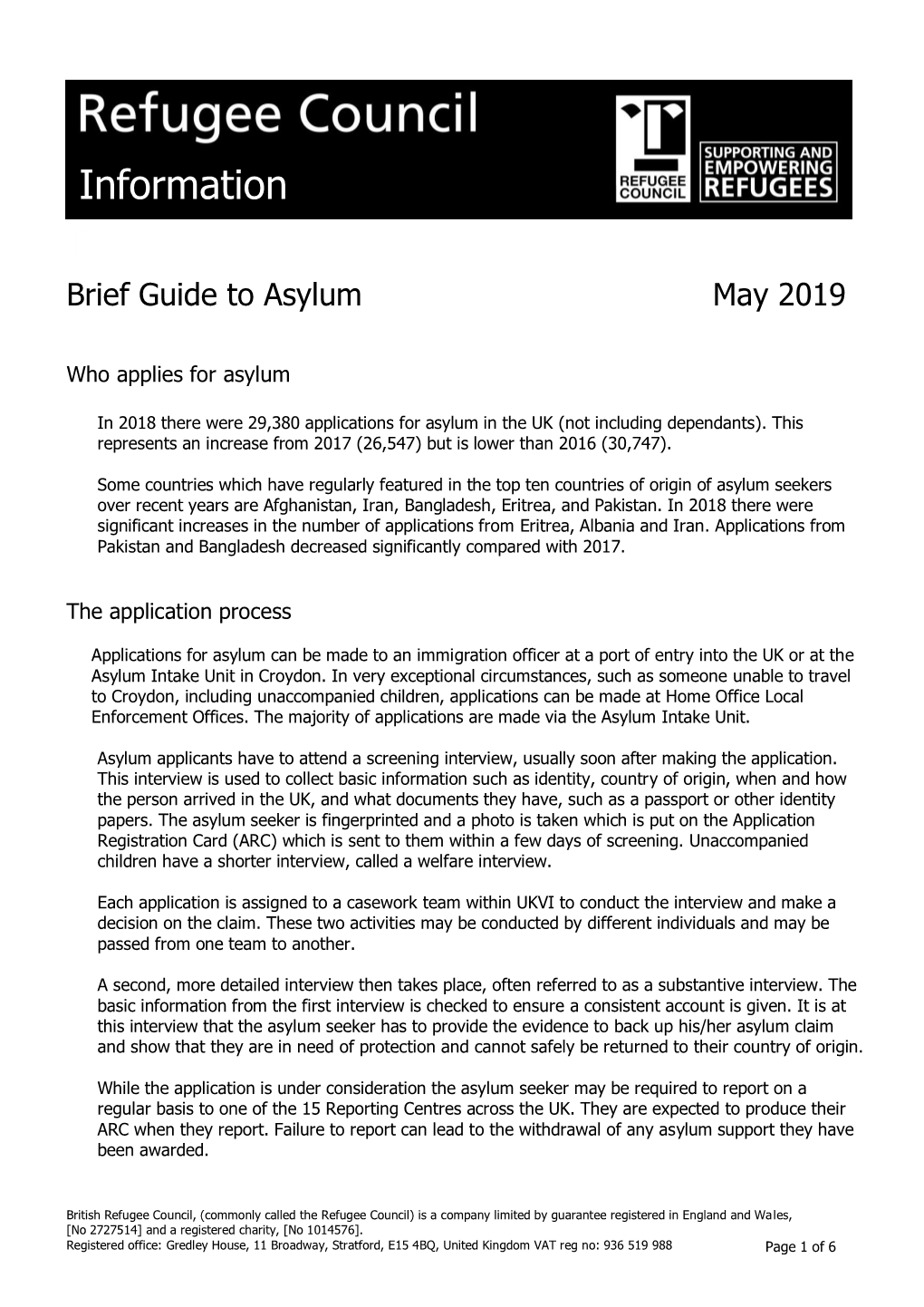 Guide to Asylum May 2019