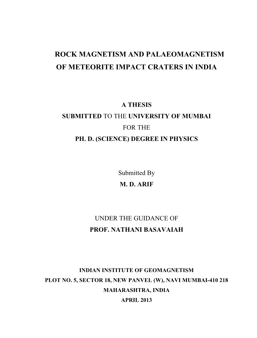 Rock Magnetism and Palaeomagnetism of Meteorite Impact Craters in India