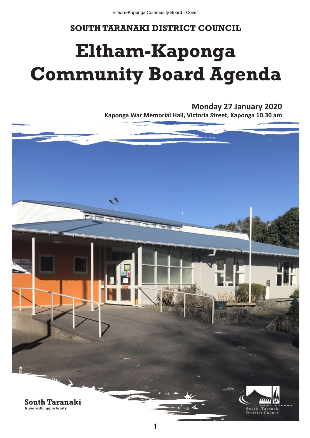 Eltham-Kaponga Community Board Agenda