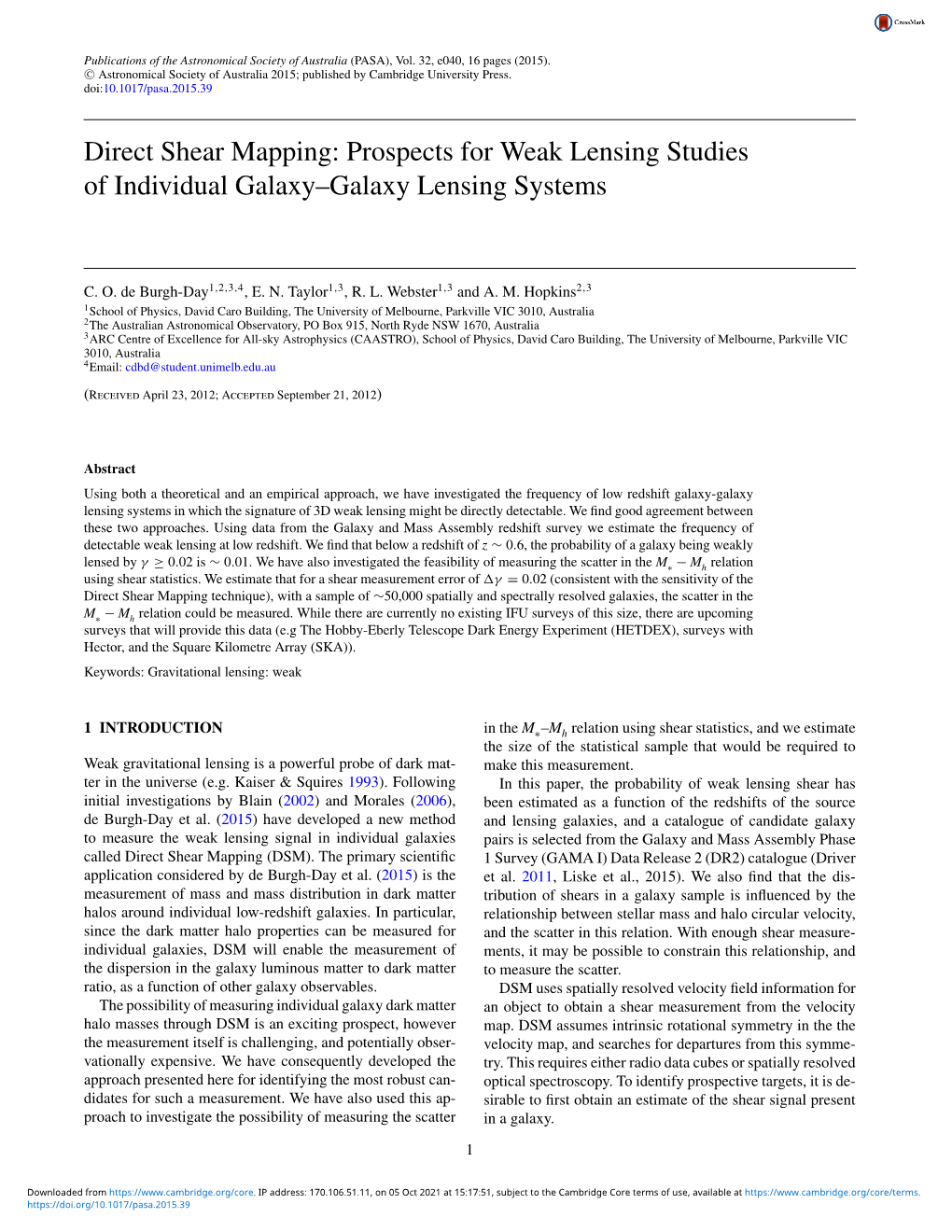 Direct Shear Mapping: Prospects for Weak Lensing Studies of Individual Galaxy–Galaxy Lensing Systems