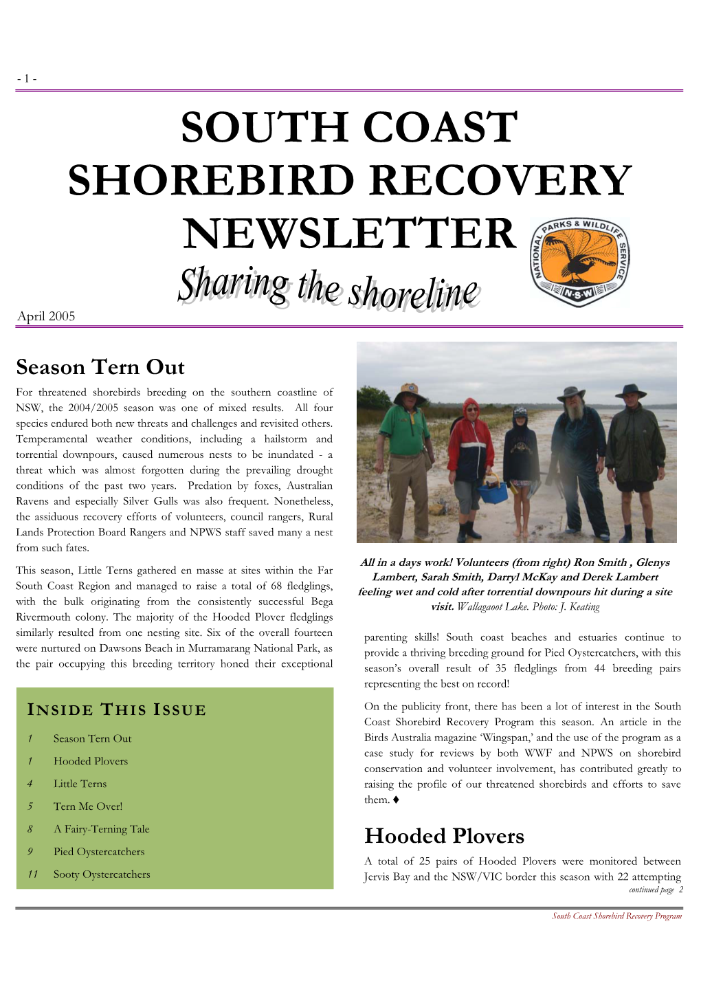 South Coast Shorebird Recovery Newsletter