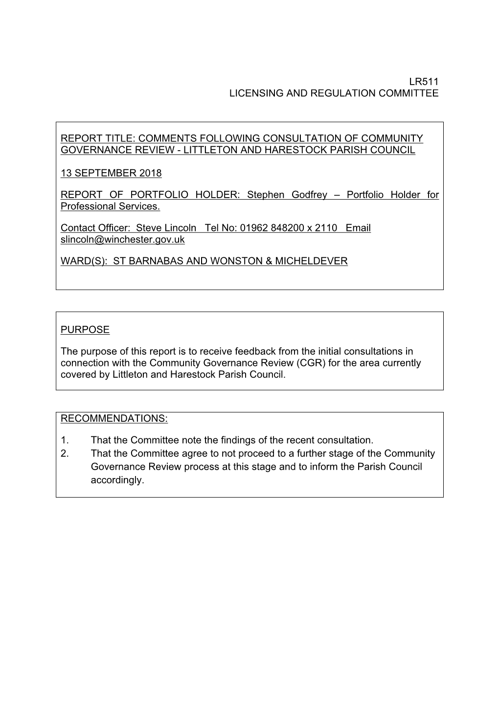 Littleton and Harestock Parish Council PDF 114 KB