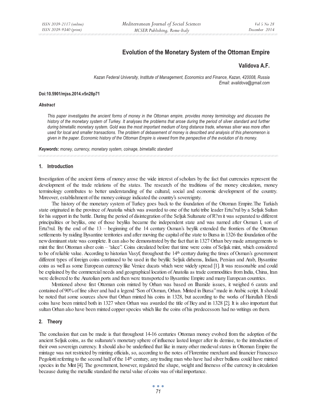 Evolution of the Monetary System of the Ottoman Empire