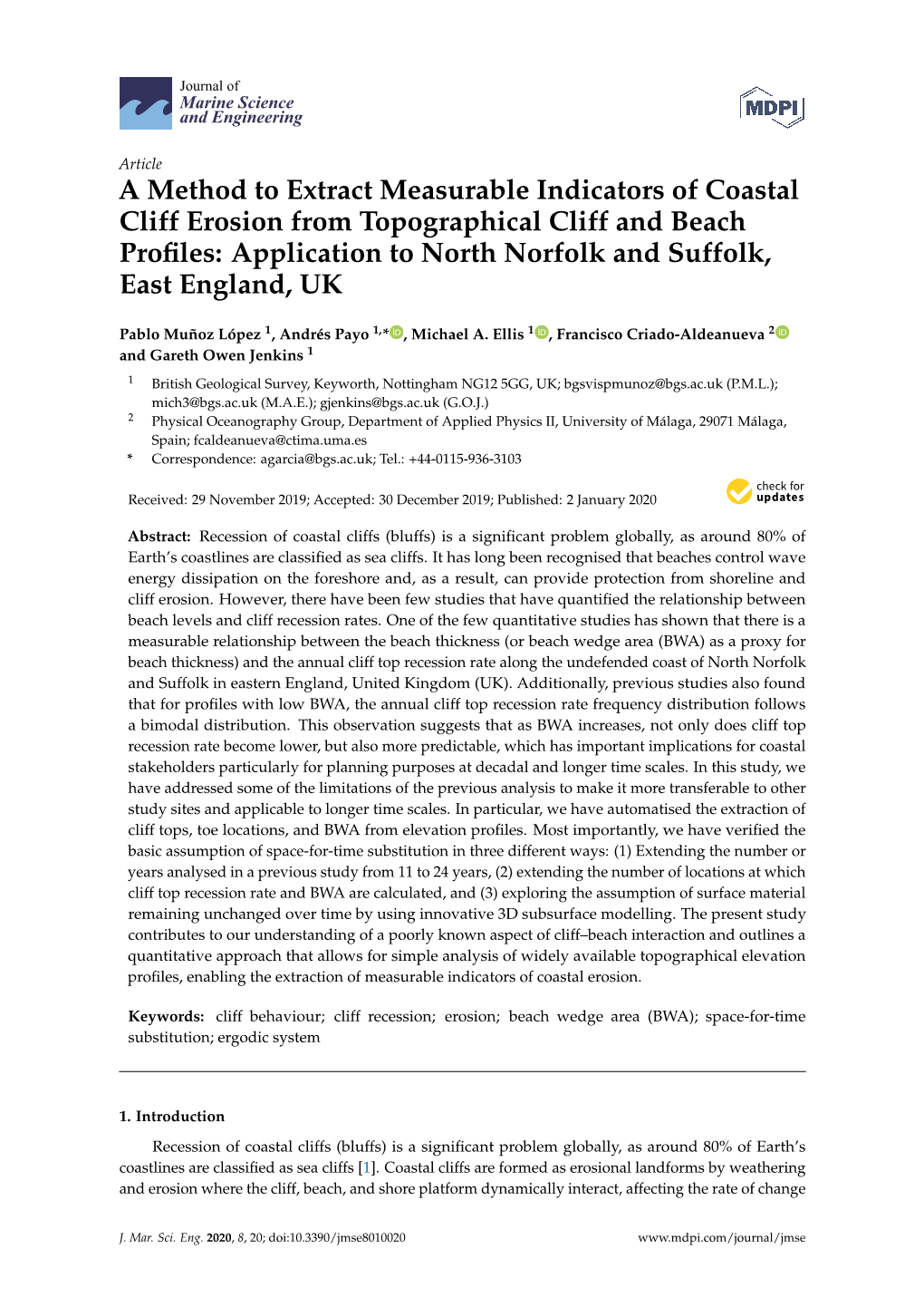 A Method to Extract Measurable Indicators of Coastal Cliff