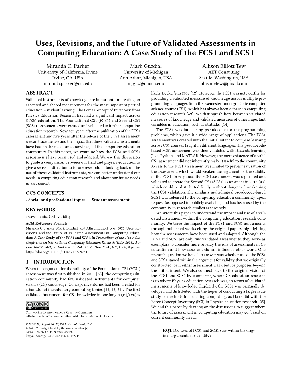 A Case Study of the FCS1 and SCS1