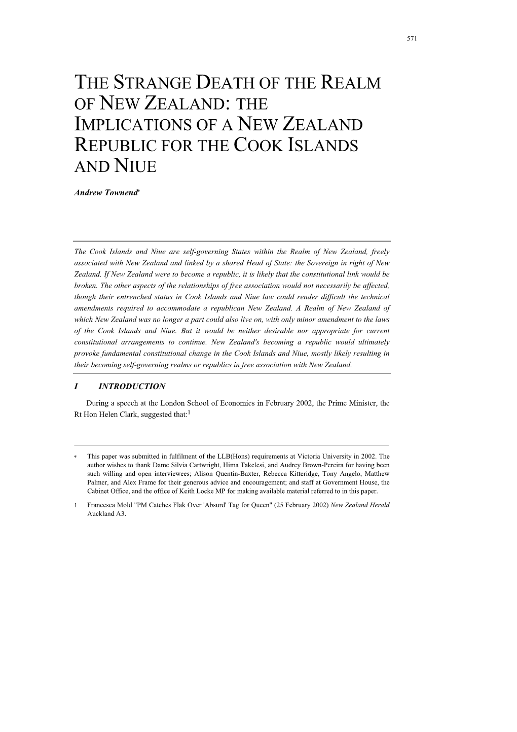 [I]T Is Time to Begin Thinking About Possible Changes That May Be Required If New Zealand Becomes a Republic