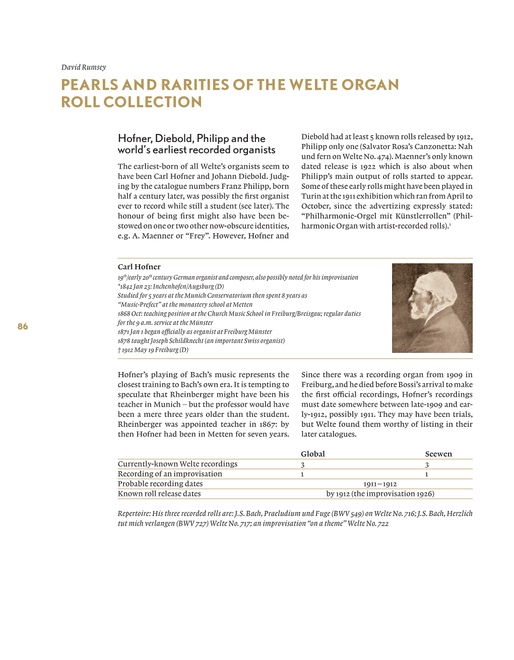 Pearls and Rarities of the Welte Organ Roll Collection