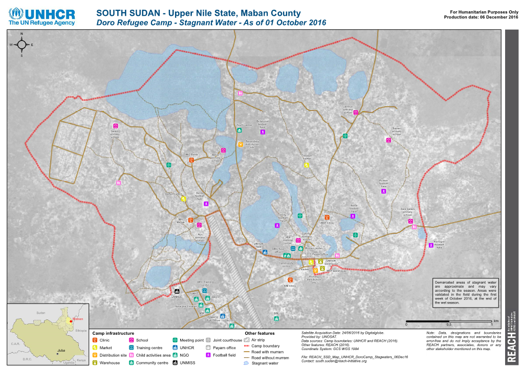 SOUTH SUDAN - Upper Nile State, Maban County Production Date: 06 December 2016 Doro Refugee Camp - Stagnant Water - As of 01 October 2016 ²