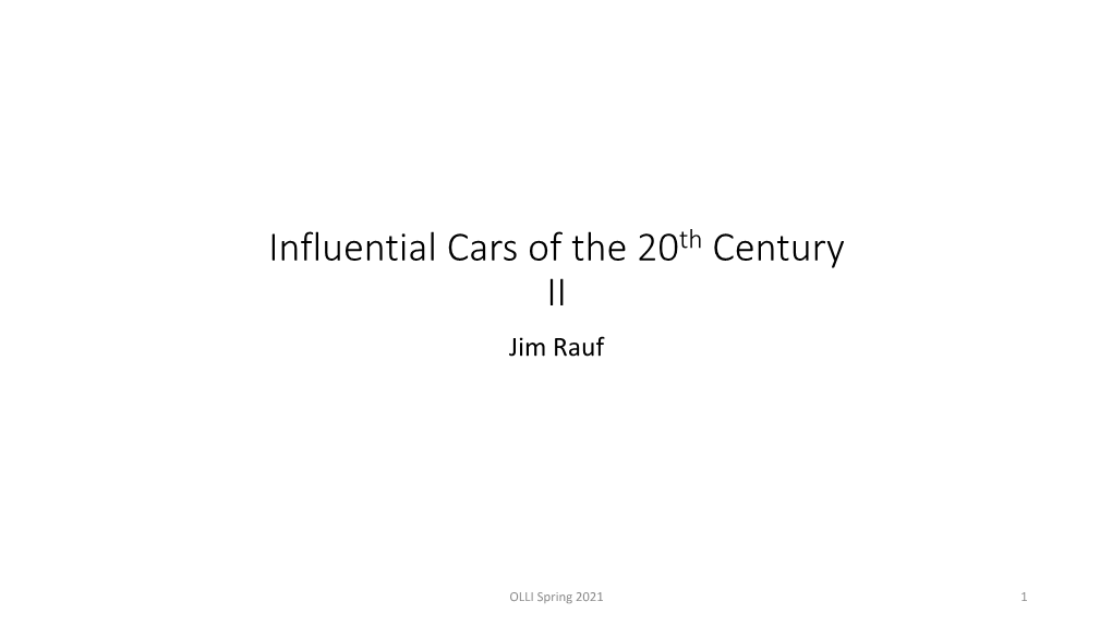 Influential Cars of the 20Th Century II