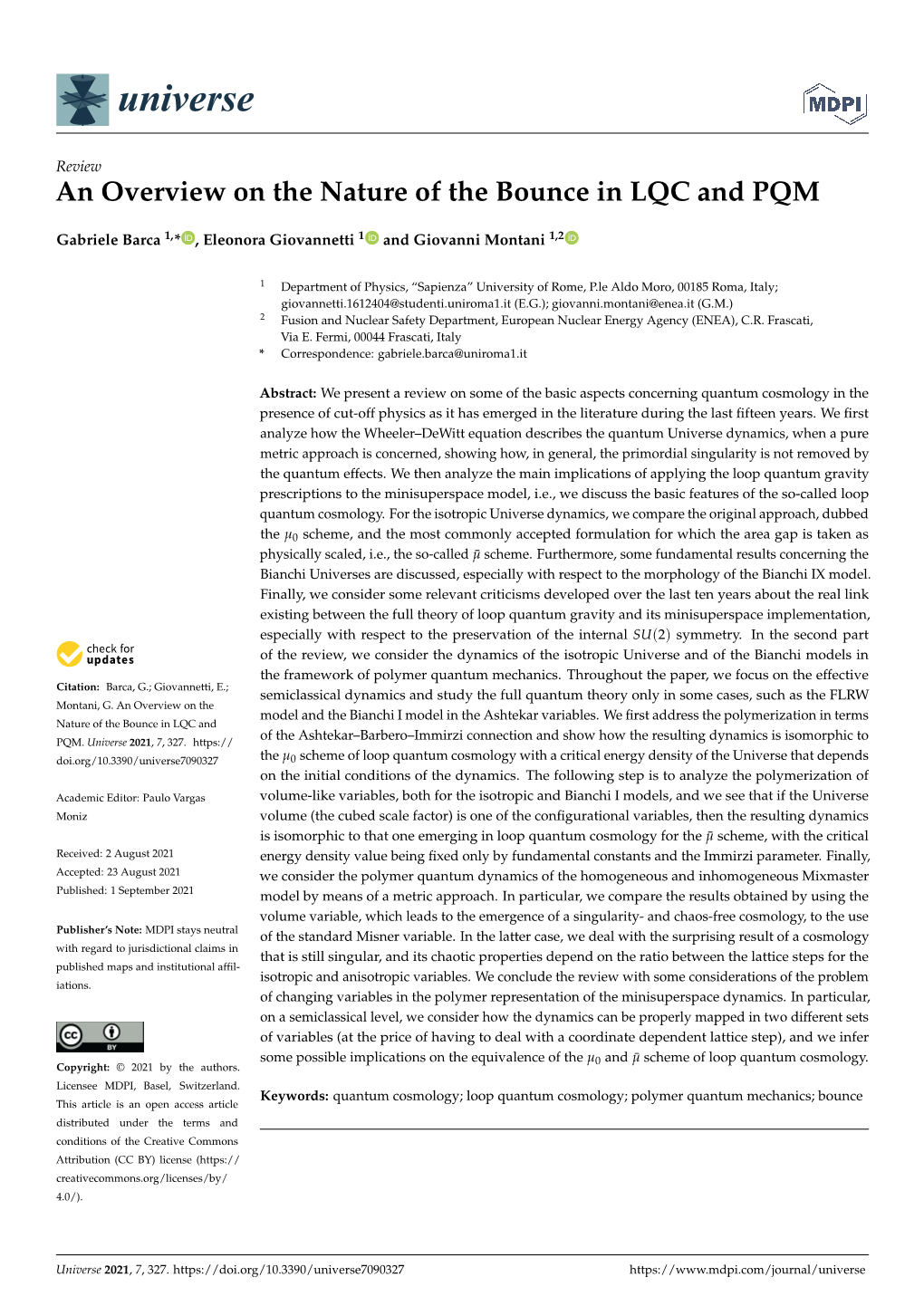 An Overview on the Nature of the Bounce in LQC and PQM