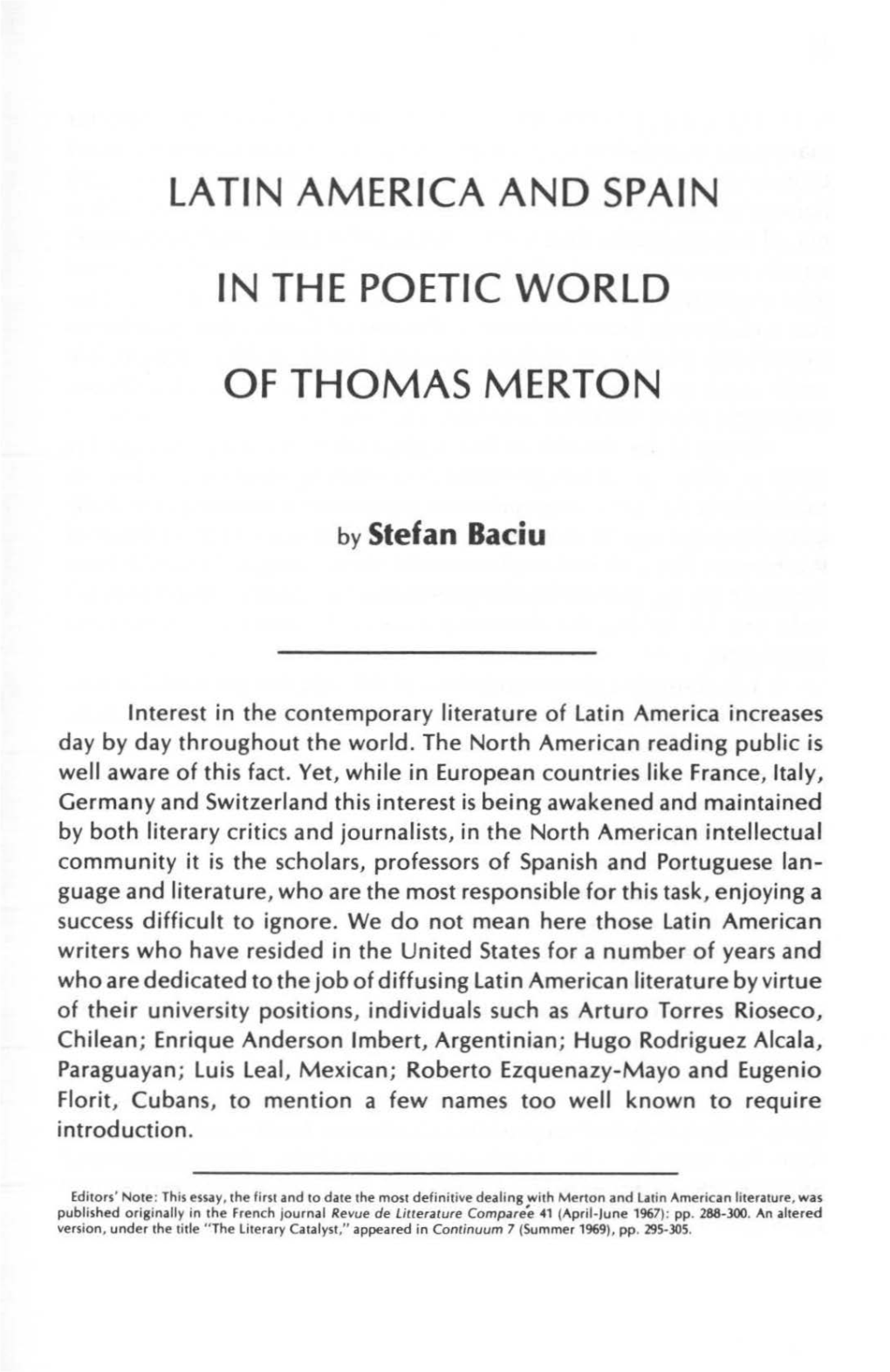 Latin America and Spain in the Poetic World of Thomas