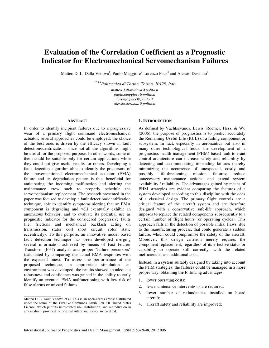 Evaluation of the Correlation Coefficient As a Prognostic Indicator for Electromechanical Servomechanism Failures