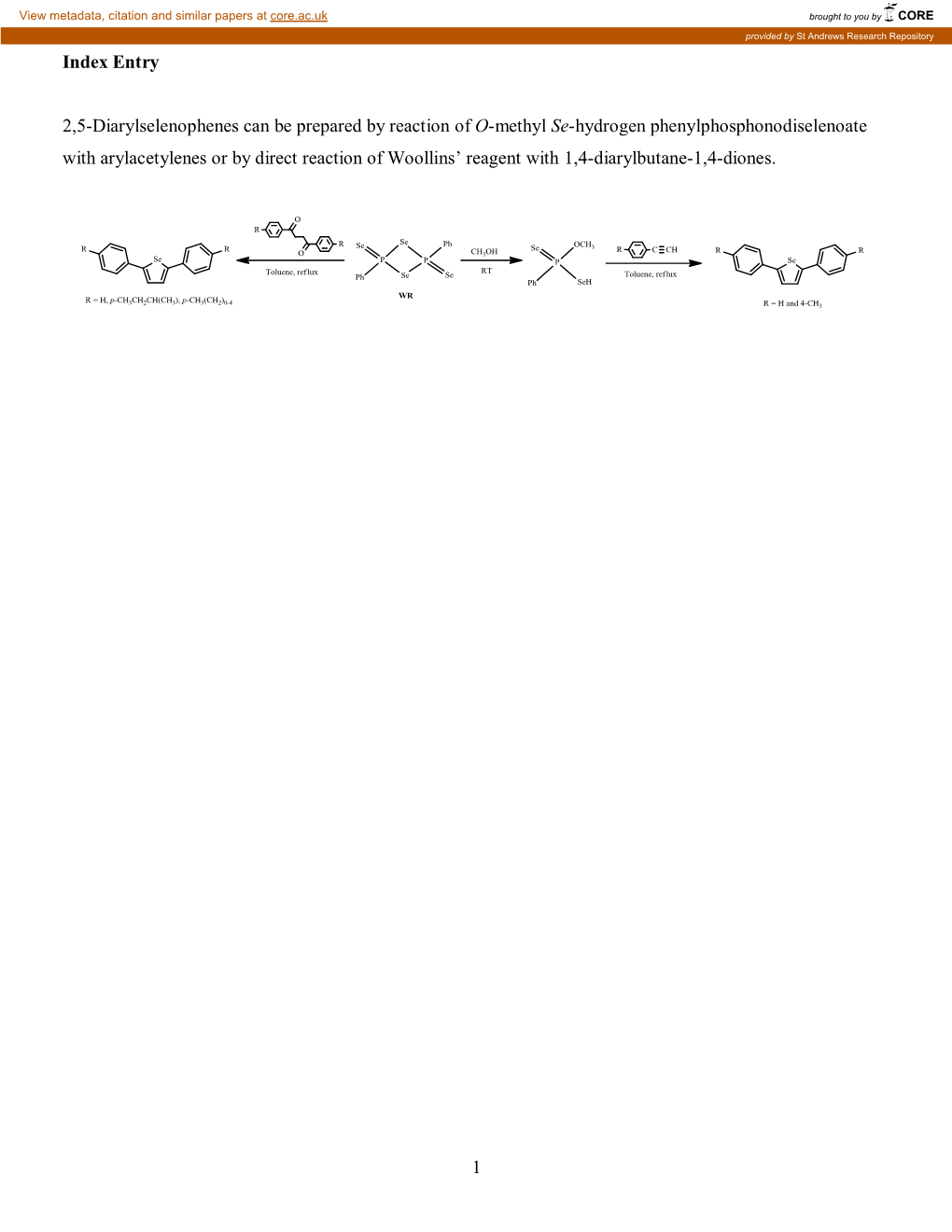 Reactivity of WR Towards Diamines and Diols