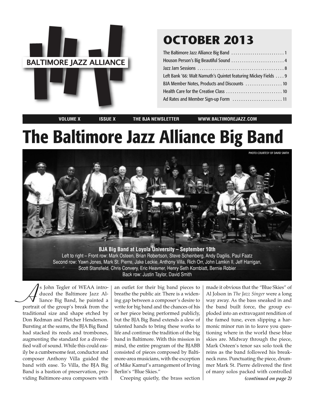 The Baltimore Jazz Alliance Big Band