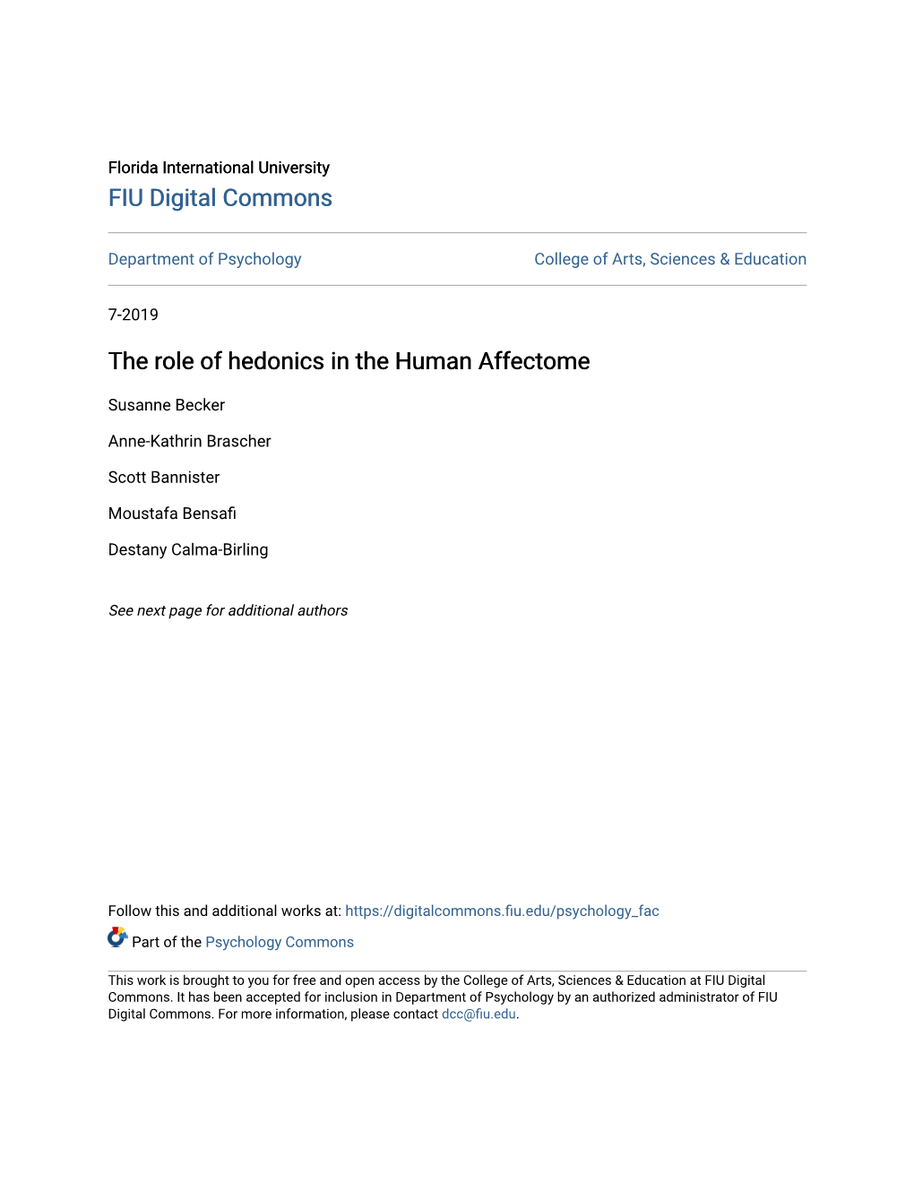 The Role of Hedonics in the Human Affectome