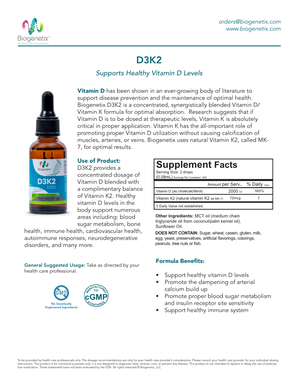 D3K2 Supports Healthy Vitamin D Levels