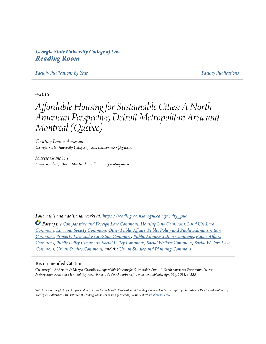 Affordable Housing for Sustainable Cities
