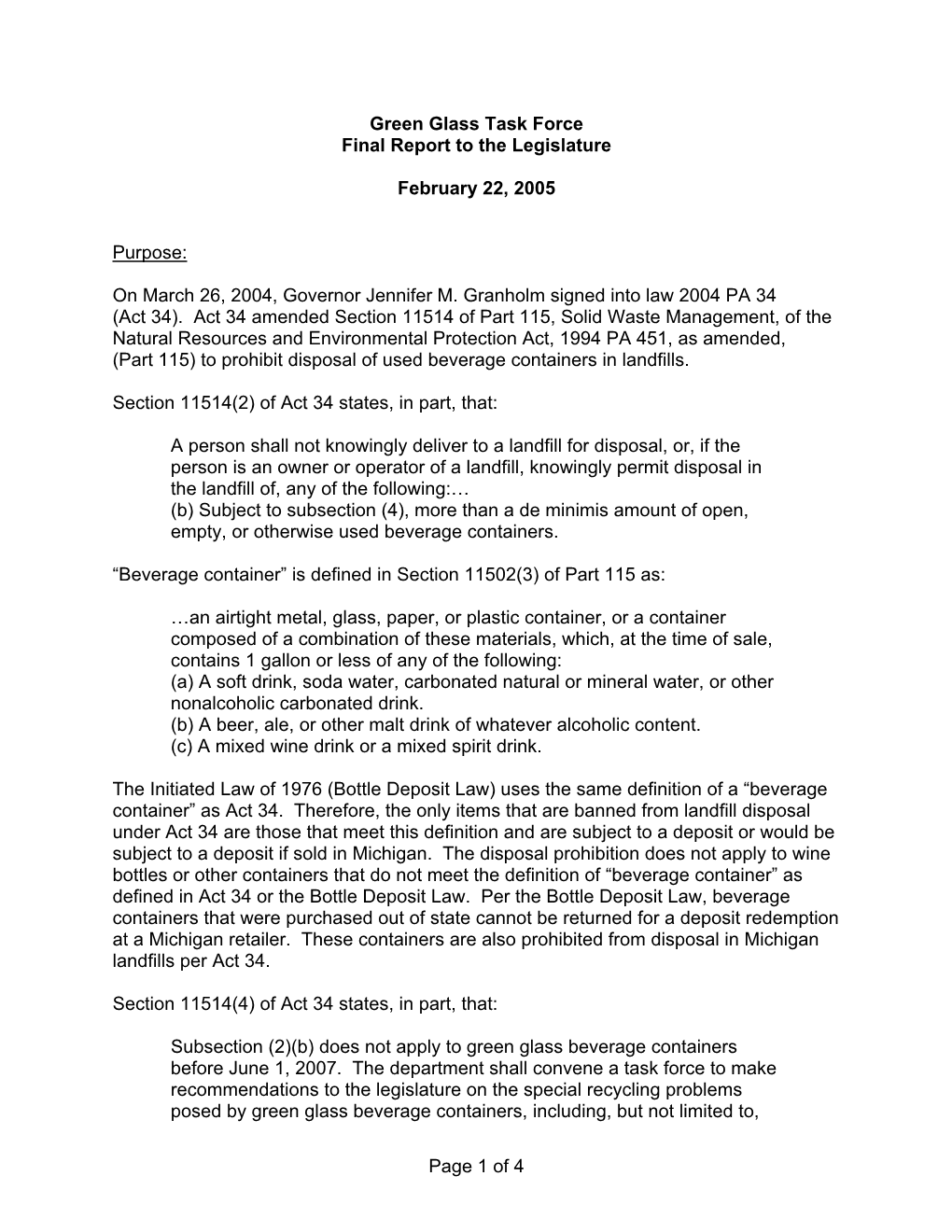 Green Glass Task Force Report Final 2-22-05