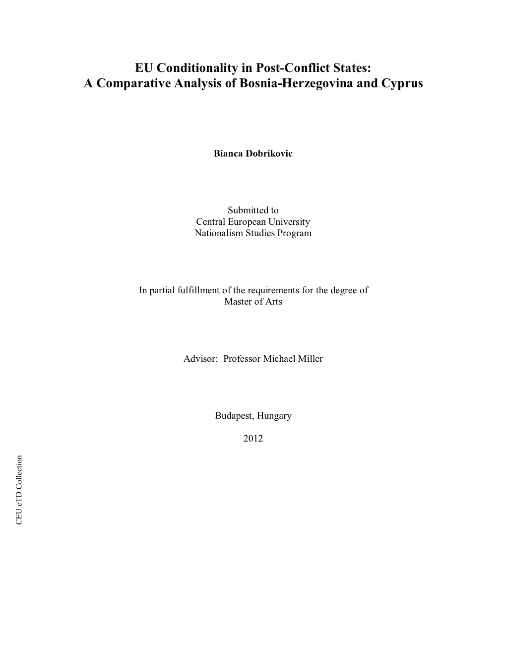 A Comparative Analysis of Bosnia-Herzegovina and Cyprus