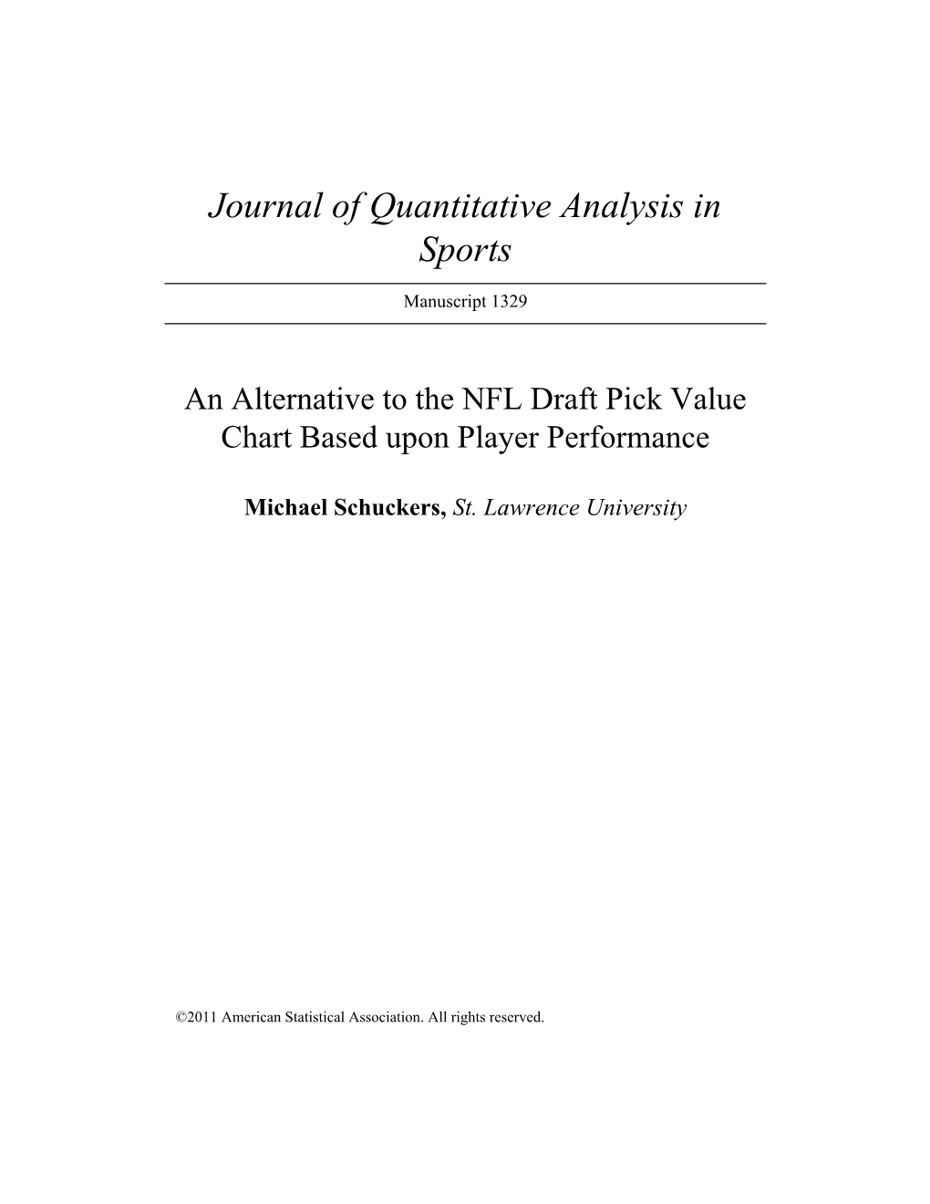 Journal of Quantitative Analysis in Sports